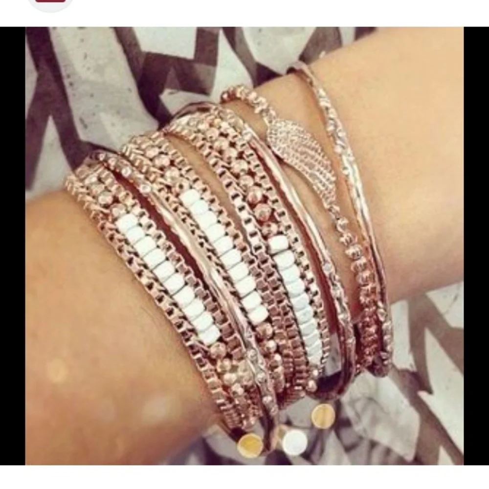 ISO Stella and Dot Rose Gold Luna bracelet with white inlays. NOT FOR SALE - Picture 1 of 1